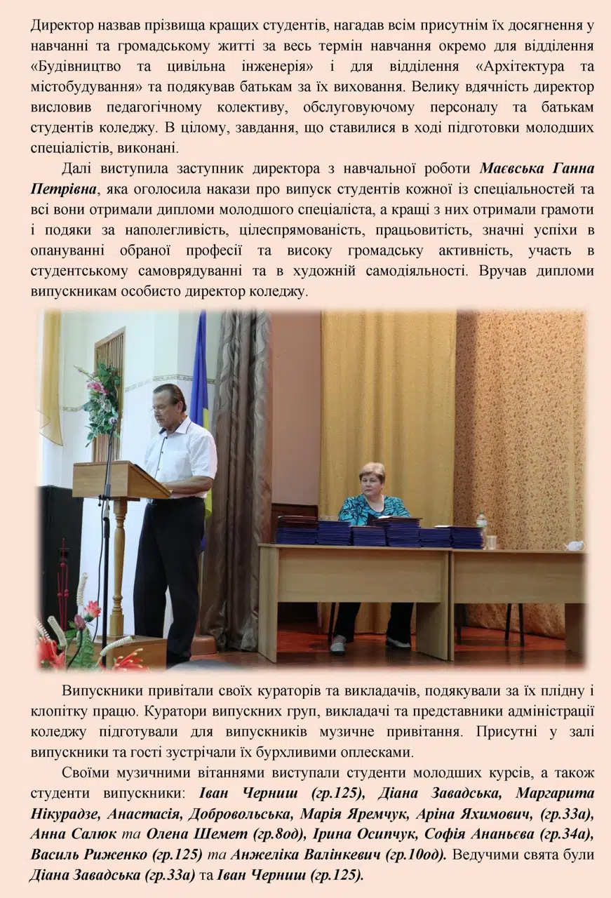 Випуск молодших спеціалістів у 2021 році